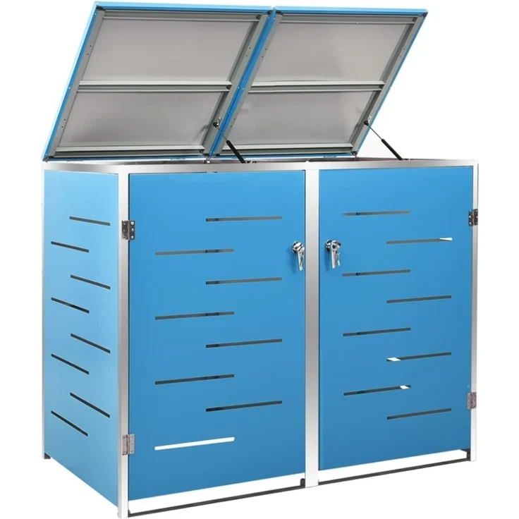 vidaXL Mülltonnenbox für 2 Tonnen 138x77,5x112,5 cm Edelstahl 149567 – Bild 12