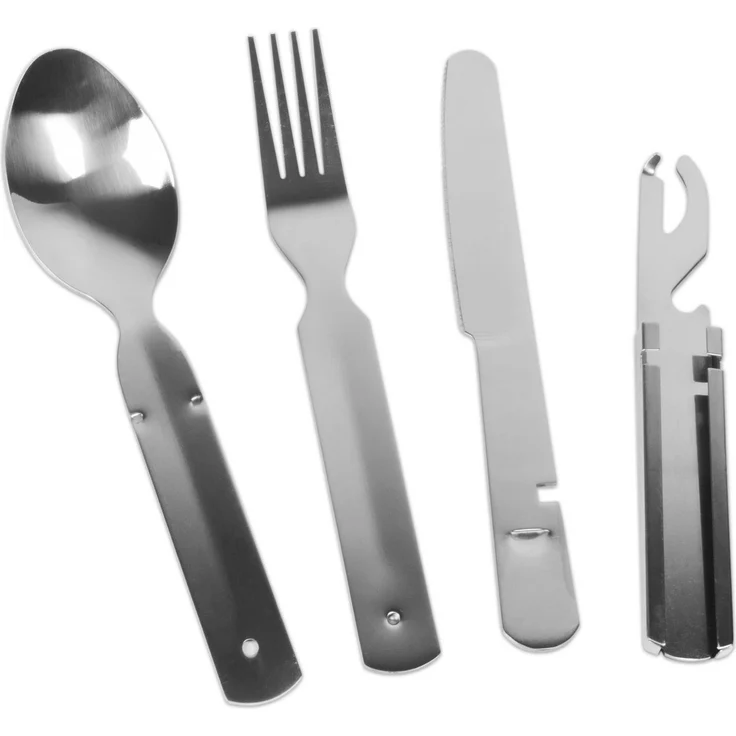 normani Besteck-Set Bundeswehr Essbesteck 4-teilig Kalifornien (4-tlg), Edelstahl, Edelstahl Campingbesteck Original nach TL Feldbesteck Besteckset 4 TLG – Bild 1