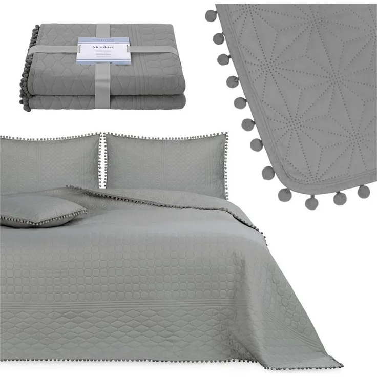 texpot Tagesdecke Wohndecke Pompons und Steppung Wendefunktion