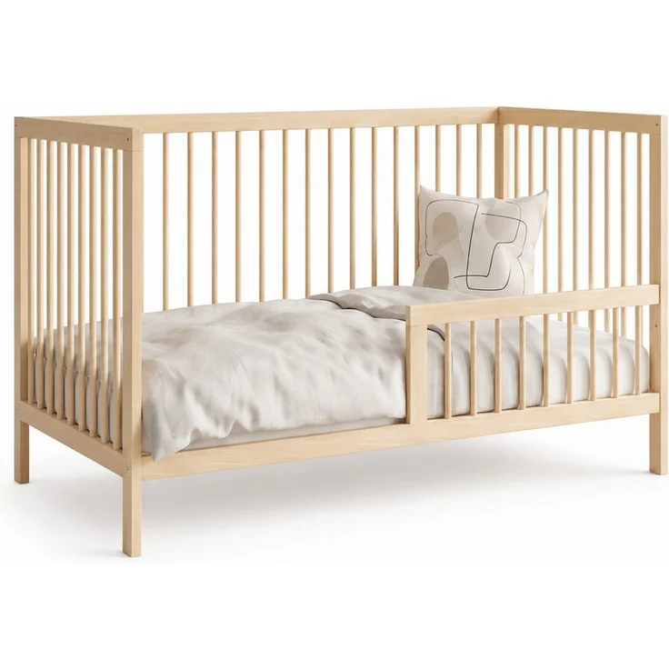 Kids Collective Babybett Kinderbett Gitterbett Baby Bett mit Rausfallschutz 60x120 70x140, stabiles Buchenholz, made in Europe 70x140 cm Natur – Bild 2