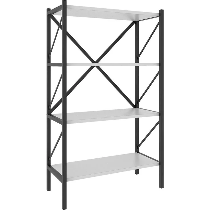 MID.YOU Mid.you Regal, Weiß, Holzwerkstoff, 4 Fächer, stehend, 66x121x34 cm, Bücherregal für das Wohnzimmer