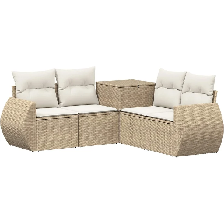 vidaXL Sofa Set 5 stk. Beige und Cremeweiß Polyrattan und Stahl 3447902 – Bild 2
