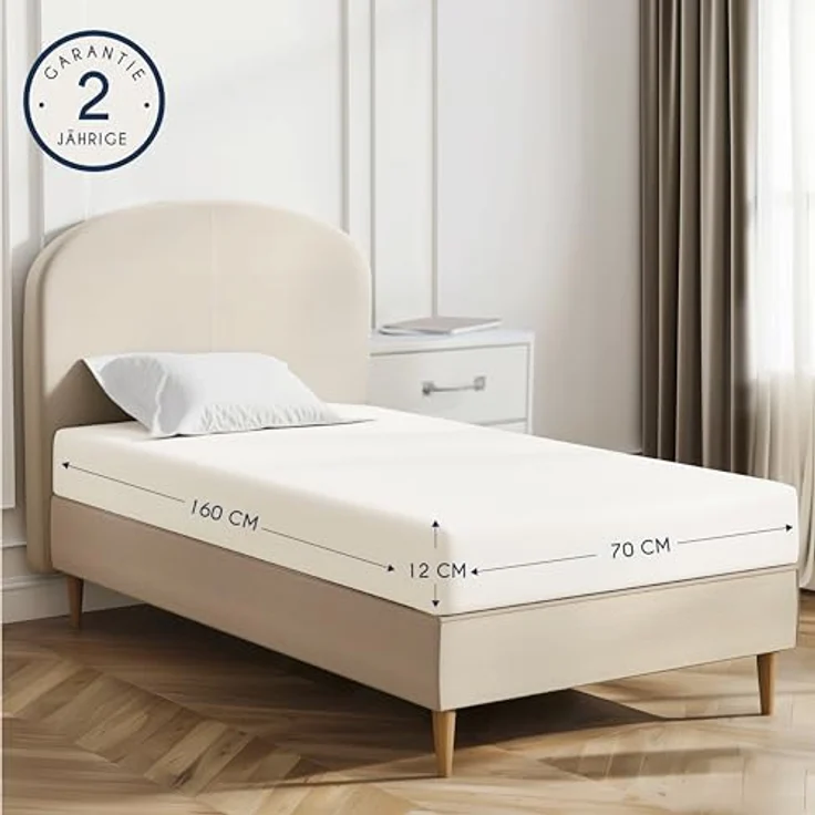 Dreamzie - Spannbettlaken 70x160 cm - Baumwolle Oeko Tex Zertifiziert - Weiß - 100% Jersey Spannbetttuch 70x160 – Bild 3