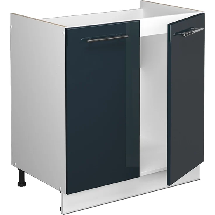 Spülenunterschrank Fame-Line Dunkelblau Hochglanz 80 cm ohne Arbeitsplatte Vicco – Bild 4
