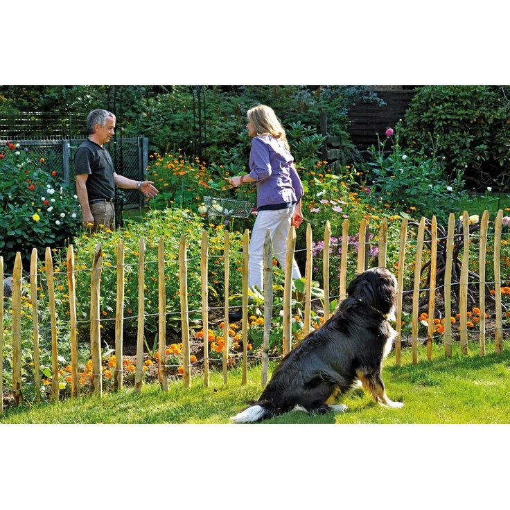 Staketenzaun 0,9x5m Abstand 4-5cm Gartenzaun Holzzaun Rollzaun Gartenteich Zaun – Bild 2