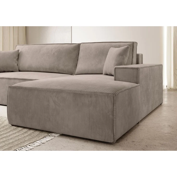 Selsey 'Farese ' Ecksofa mit Cordbezug, Schlaffunktion und Stauraum, Beige, rechts – Bild 3