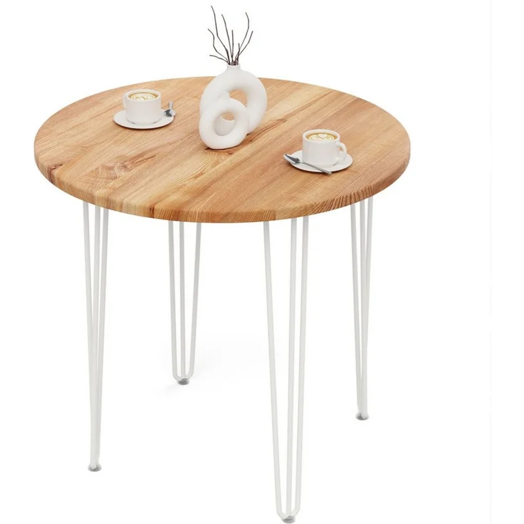 LAMO Manufaktur Esstisch Tisch rund 80 cm Stärke: 28mm, Farbe: Dunkel, Beine: Elfenbein (1 Tisch), Holztisch rund, Esstisch für 2 Personen Runder Tisch für Küche – Bild 5