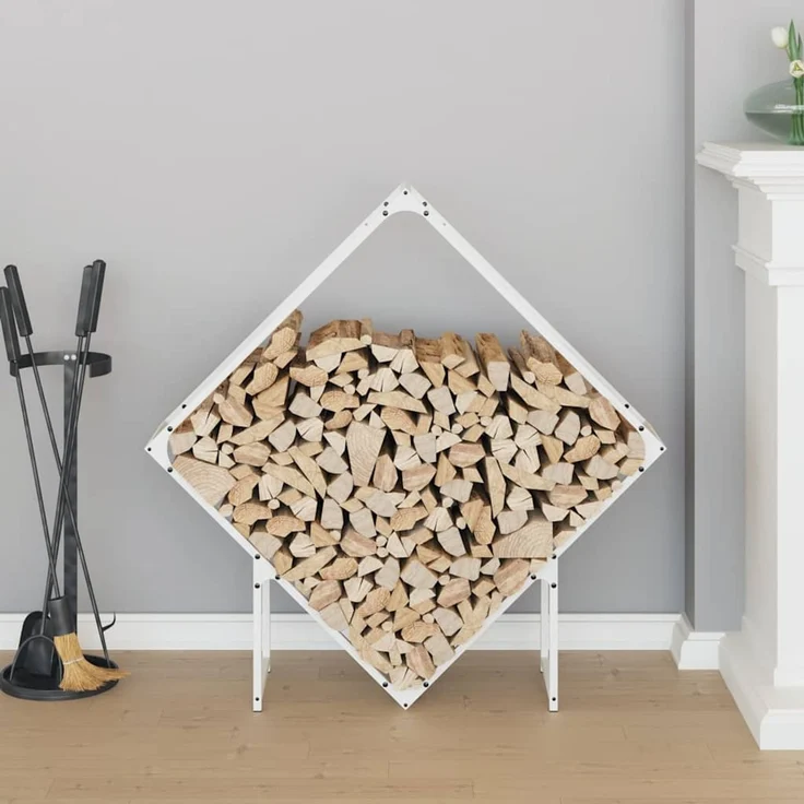 vidaXL Brennholzregal Weiß 100x25x100 cm Kaltgewalzter Stahl 864288 – Bild 2