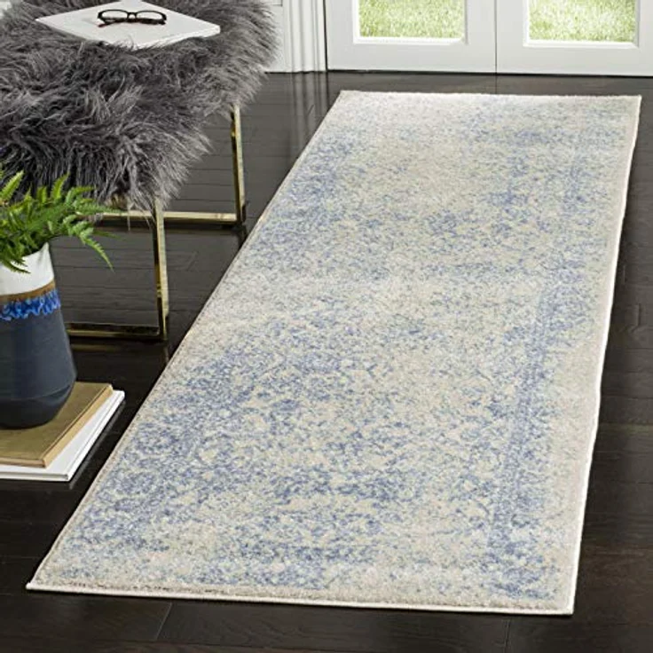 Safavieh Akzent-Teppich 76x122 cm - Adirondack Collection - Transitional Design, Elfenbein & Hellblau, Pflegeleichte Synthetikmischung, Ideal für Wohnzimmer, Schlafzimmer, Büro – Bild 2