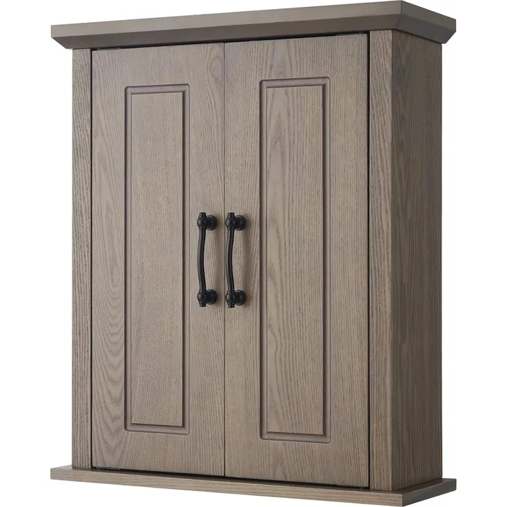 Teamson Home Russell Badezimmer-Wand-Medizinschrank aus Holz, 17,8x50,8 cm, 61,2 cm, Doppeltüren, Salzeiche, EHF-F0014