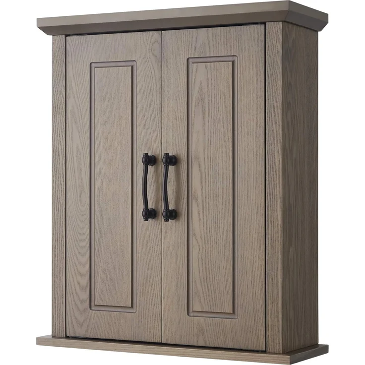 Teamson Home Russell Badezimmer-Wand-Medizinschrank aus Holz, 17,8x50,8 cm, 61,2 cm, Doppeltüren, Salzeiche, EHF-F0014 – Bild 1