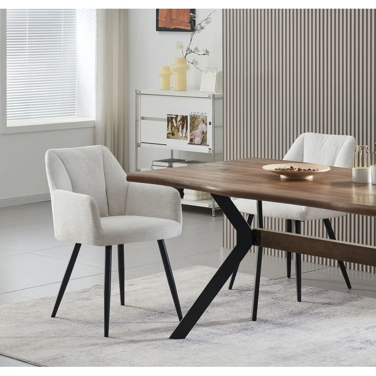 Stuhl 2er Set Barcelona Stühle in Creme - gemütliches Design - Top Qualität B/H/T: 55x82x62 cm – Bild 5
