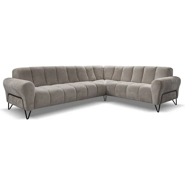 Beautysofa Ecksofa mit Metallbeine in schwarzer VOLARE L, mit höchstem Sitzkomfort, ohne Schlaffunktion