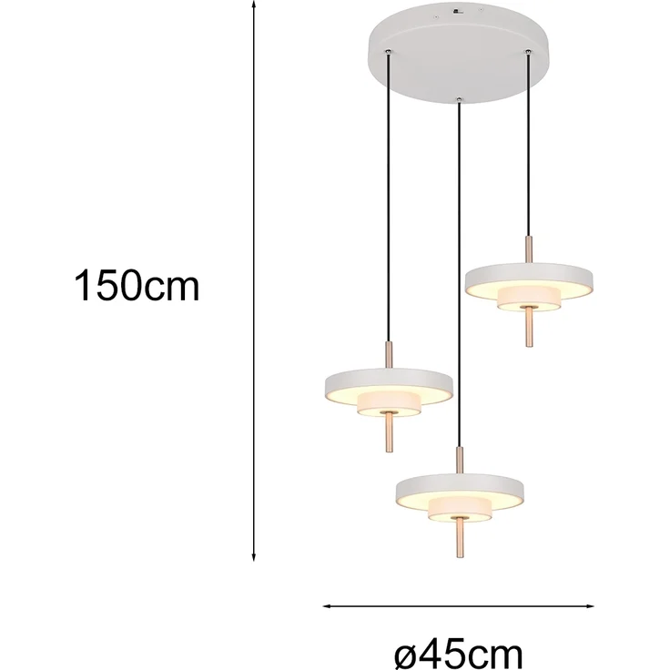 Moderne dimmbare LED Pendelleuchte KEATON 3-flammig, Hellgrau Ø 45cm – Bild 4