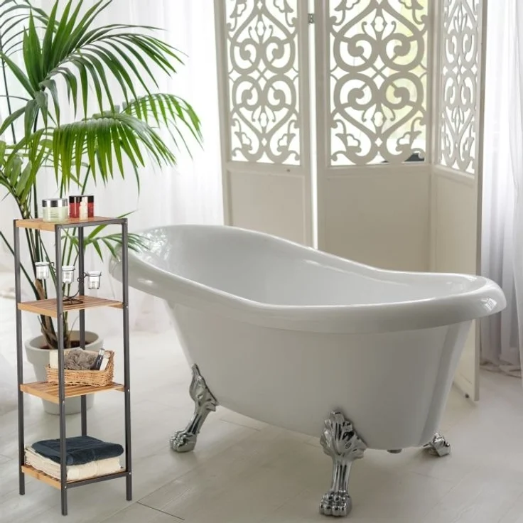 Quadratisches Regal Bambus und Stahl – Bild 2