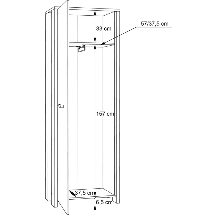 FORTE Clif Kleiderschrank, Holzwerkstoff, Grau/Braun, 67 x 201,5 x 41,6 cm – Bild 7