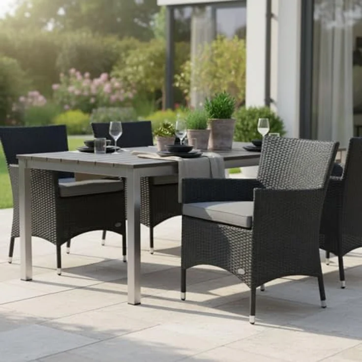 XXXL Rattan Stuhl Trento, Farbe Schwarz – Bild 8