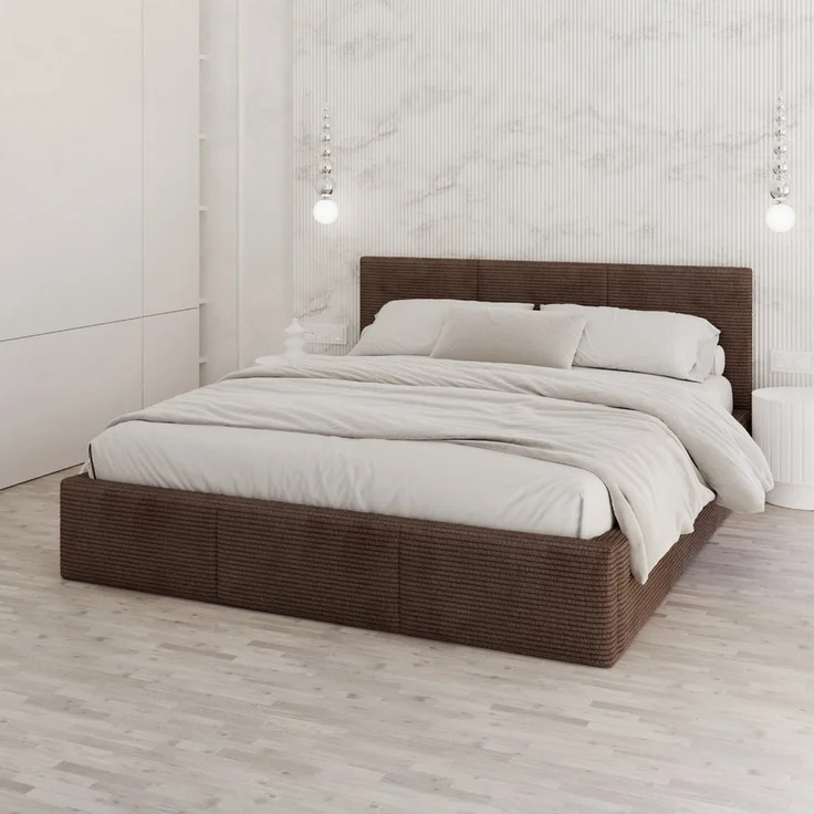 FDM Polsterbett AMBER modern mit Bettkasten MADE IN EU - mit Cord Bezug (verfügbar 90x200 120x200 140x200 160x200 180x200cm, Bettrahmen, Bett, mit großen gepolsterten Kopfteil, mit Bettkasten zum aufklappen), Hebbarer Metallrahmen, Bettkasten, mit/ohne... – Bild 5