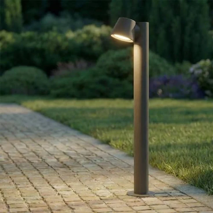 Lindby Außenleuchte Ileyna, spritzwassergeschützt (IP44), Schwarz, 1-flammig, GU10, Wegeleuchte Pollerleuchte – Bild 2