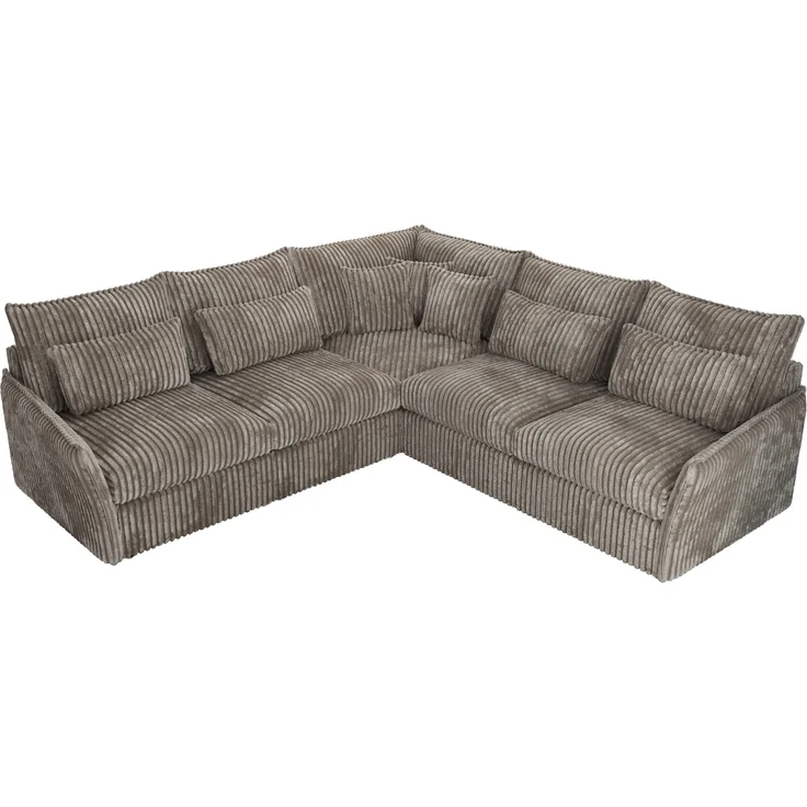 Ecksofa für Wohnzimmer, L-förmige Ecke mit losen Kissen, modular 4-Sitzer couchgarnitur - VERSO - Hellbraun Cord – Bild 6