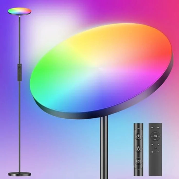 YICAIZI RGB Stehlampe Dimmbar LED 36W, Modern Deckenfluter mit 2700K-6500K Stufenlos Dimmbar Stehleuchte – Bild 2