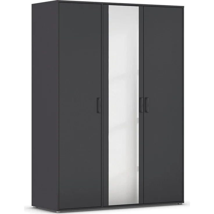 rauch Drehtürenschrank Voyager (in 3 verschiedenen Ausstattungen BASIC/CLASSIC/PREMIUM) mit modernen Griffen in Graumetallic und Spiegel – Bild 1
