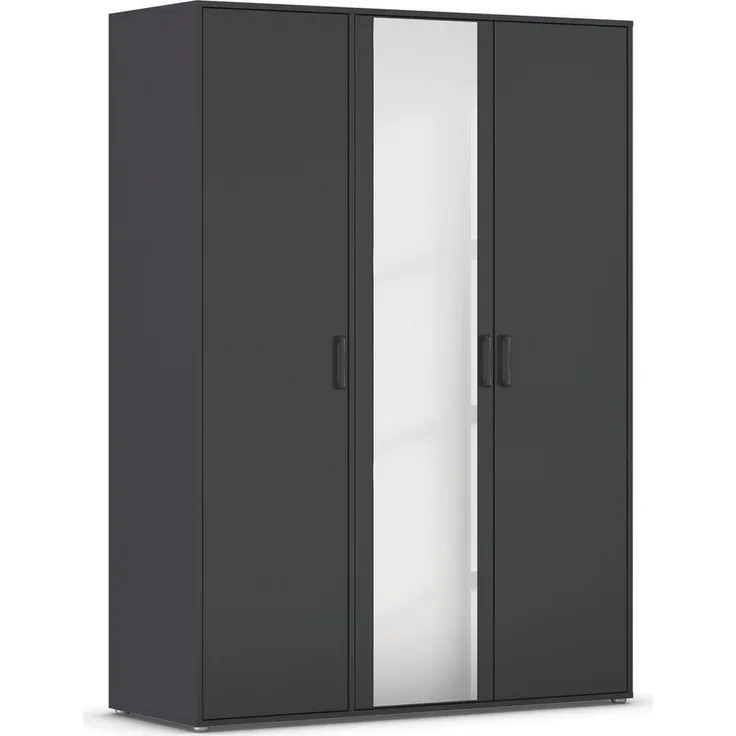 rauch Drehtürenschrank Voyager (in 3 verschiedenen Ausstattungen BASIC/CLASSIC/PREMIUM) mit modernen Griffen in Graumetallic und Spiegel
