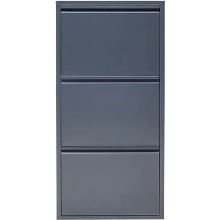 Schuhschrank Schmal Schuhregal Metall Schuhkipper mit Magnet Klappen Schuhablage (3 Klappen Anthrazit) – Bild 5