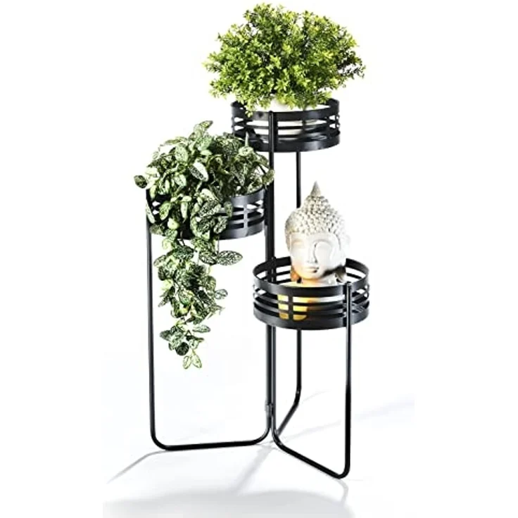 Kobolo Blumenständer Pflanzenständer Blumentreppe - schwarz - Metall (1 St) – Bild 3