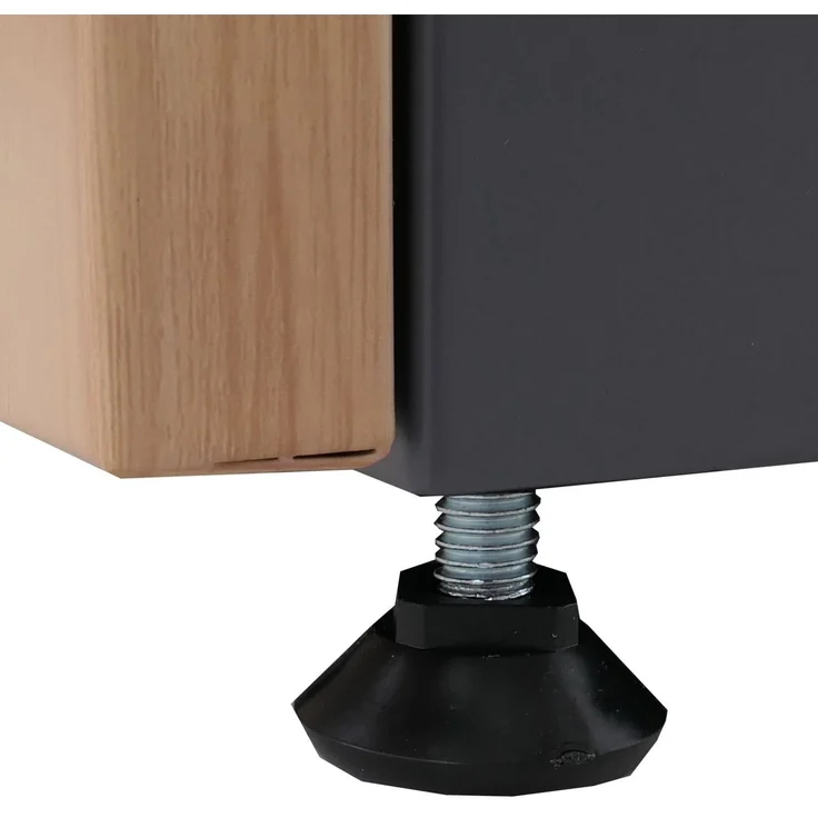 Aktenschrank HWC-Q27, Büroschrank Stahlschrank, Stützrad Staufächer, Metall 74x43x80cm ~ dunkelgrau, Holzfront – Bild 7