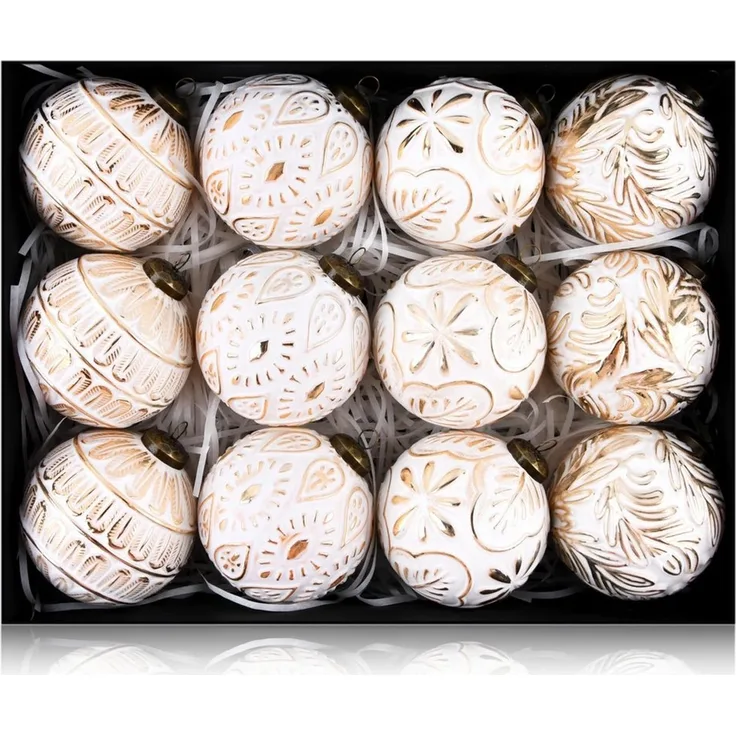 CLTYQ Weihnachtsbaumkugel 12 Stück Vintage-Weihnachtsschmuck für Baumschmuck 80 mm (12 St), Weihnachtskugel-Ornamente, Weihnachtsdekoration