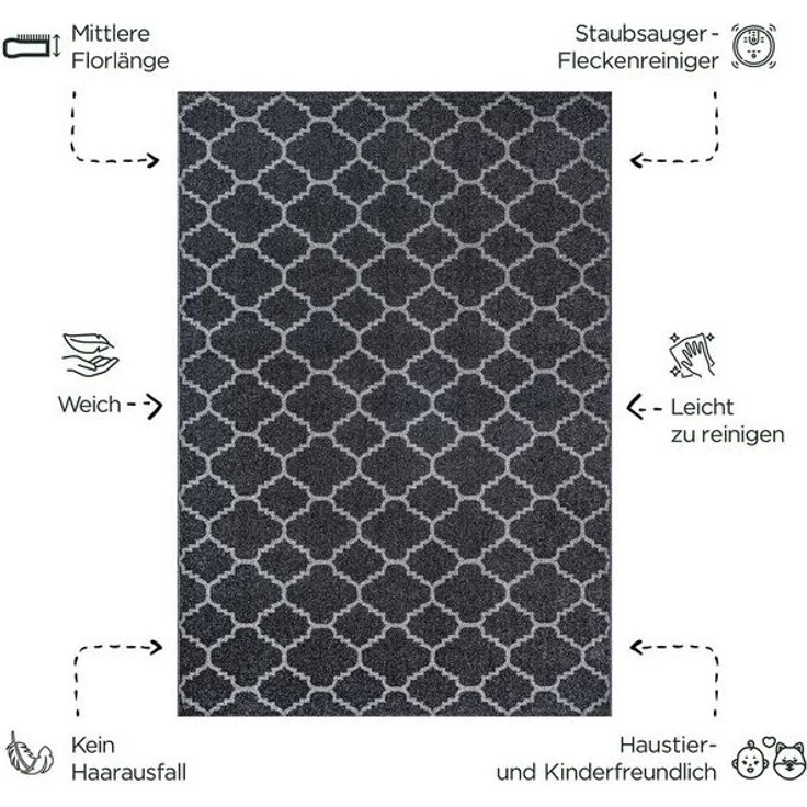 Sanat Teppich Boho 8202, rechteckig, Höhe: 10 mm, Kurzflor, robust, Boho, Scandic, für Fussbodenheizung geeignet – Bild 4