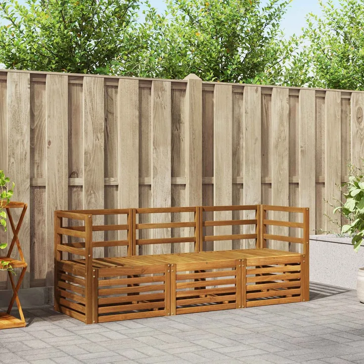 vidaXL Outdoor-Sofagarnitur 3 stk. 3-Sitzer Natur Massivholz Akazie 3374269