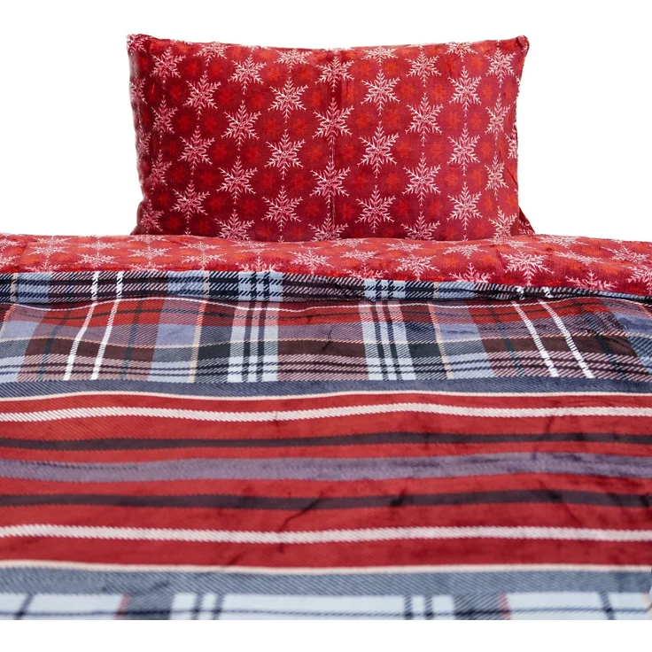 Wendebettwäsche mit Schneeflockenmuster – Plüschbettwäsche mit verdecktem Reißverschluss 200x220 cm – Bild 4