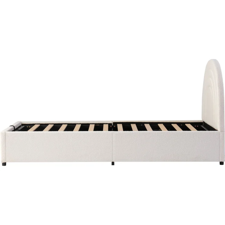 CHICFURN Polsterbett aus Bouclé Beige 90x200 cm mit hydraulischem Stauraum – Bild 9