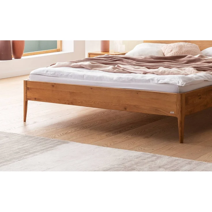 Hasena Massivholzbett Spezia Wildeiche natur mit runden Ecken 200x220 cm, Komforthöhe 25 cm – Bild 5