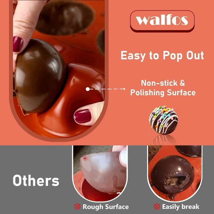 Walfos Hemisphere Silikonformen Schokoladenformen 3er Pack Backform Dôme Mousse – Bild 2