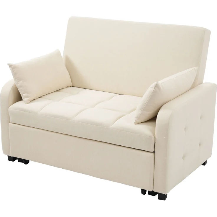 Sofabett 127x75x94 cm Beige, klappbar mit 3-fach verstellbarer Rückenlehne & 180 cm Liegefläche – Bild 10