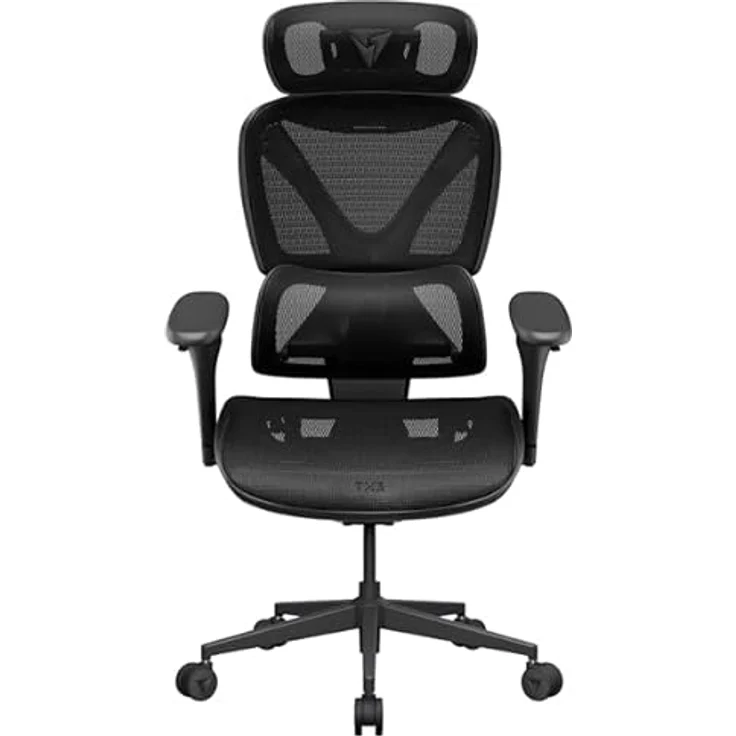 ThunderX3 XTC Pro 360, ergonomischer Gaming-Stuhl mit selbstjustierender Lendenwirbelstütze, 4D-Armlehnen und atmungsaktivem Mesh, schwarz – Bild 3