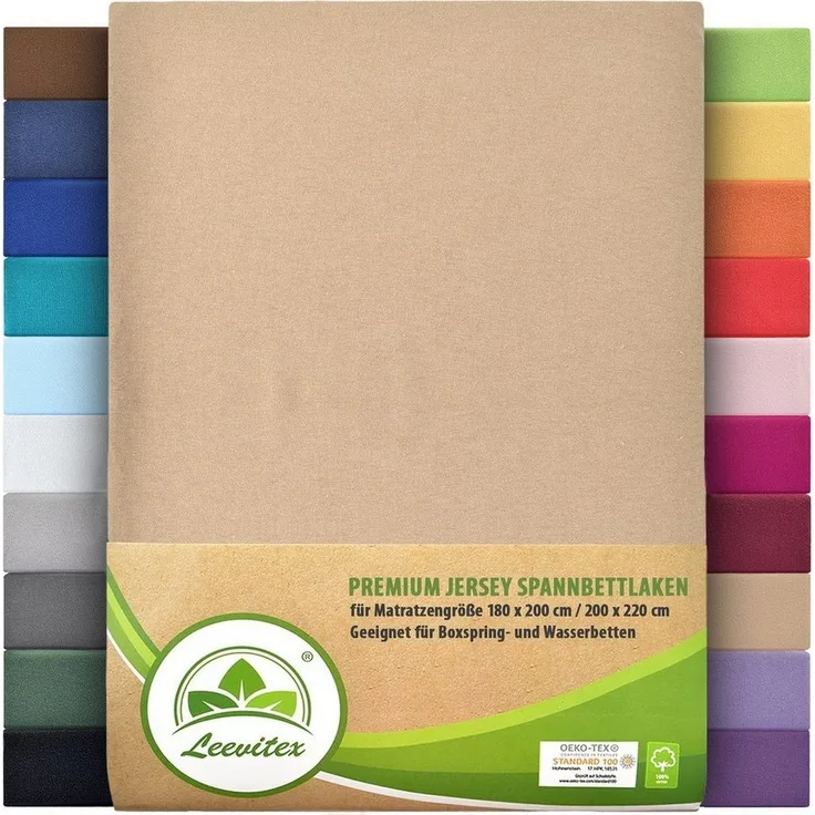 leevitex® Spannbettlaken Premium 195, Gummizug: Rundum, blickdicht, Anti-Pilling, 97% Baumwolle, 3% Elasthan, 40 cm Steg