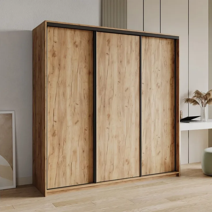 Masseno Schwebetürenschrank NISSE Kleiderschrank mit Schubladen Schrank Schlafzimmerschrank