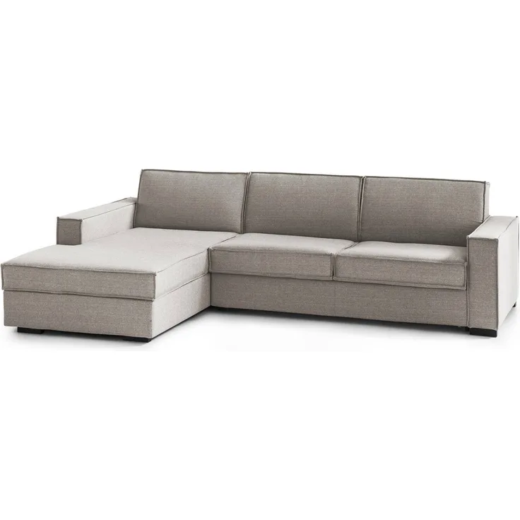 Dmora Sofa mit Halbinsel Anila, Ecksofa mit Halbinsel Sinistra mit Stauraum, Standardarmlehnen, 100 % Made in Italy, cm 280 x 95 x 90, Taupe