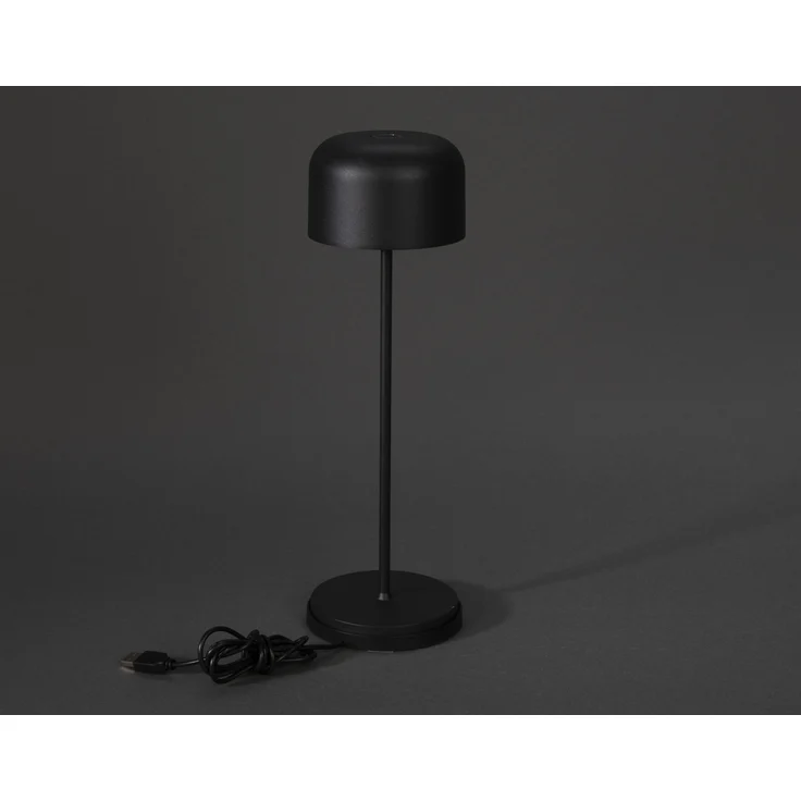 Akku Tischleuchte LILLE per USB aufladbar, Schwarz Höhe 36cm – Bild 5