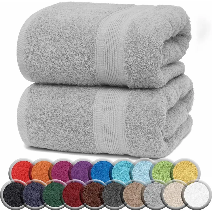 NatureMark Saunatuch Frottier Saunatücher 80x200cm, 100% Baumwolle (2-St), Premium Qualität SAUNATUCH Sauna-Handtuch, 80x200cm, Silber grau
