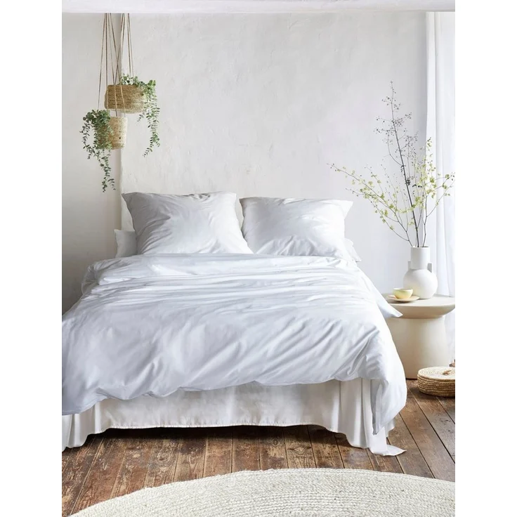 Irisette Mako-Satin uni Bettwäsche Set uni Paris 8000 weiss 155x200 cm + 1 x Kissenbezug 80x80 cm – Bild 2