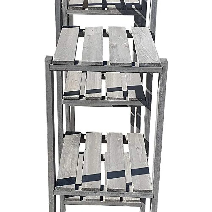 Blumentreppe Blumenregal Blumenpodest Pflanzregal Blumenhocker Standregal grau – Bild 3