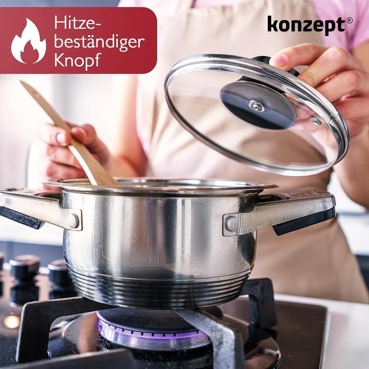 KONZEPT Topfdeckel Topfdeckel aus Glas Verschiedene Durchmesser, Ø 14 - 30 cm, Dampfauslass, spülmaschinengeeignet – Bild 5
