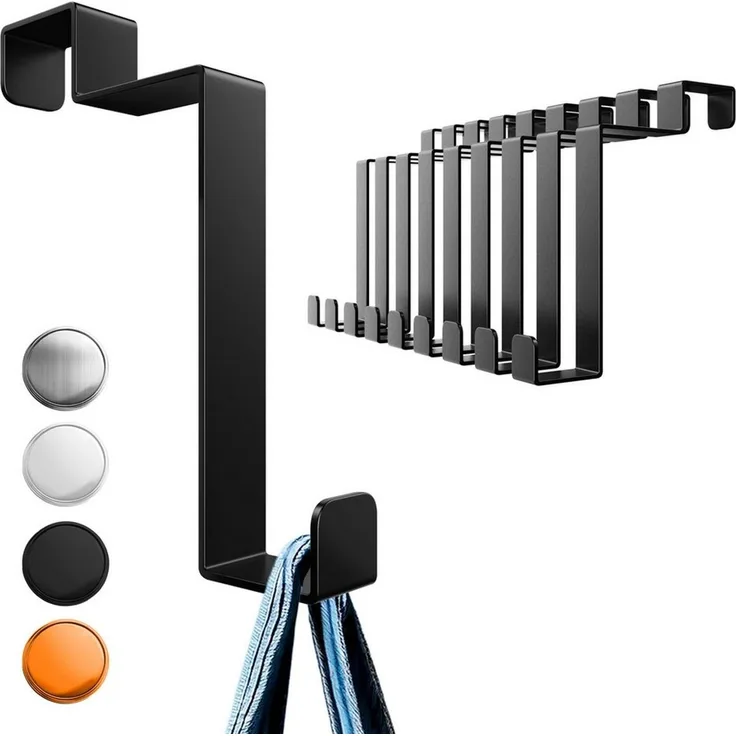 Aurelia Home Türhaken Türhaken aus Edelstahl für die Falztürinnenseite, 1,2 × 6,5 cm, Türen, (Packung, 10-St, 10), Bohrfrei, stabil, korrosionsfest, langlebig, robust