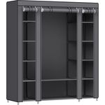 SONGMICS Tragbarer Kleiderschrank, Faltschrank, Kleideraufbewahrung mit Kleiderstange, Regale, Stoffbezug