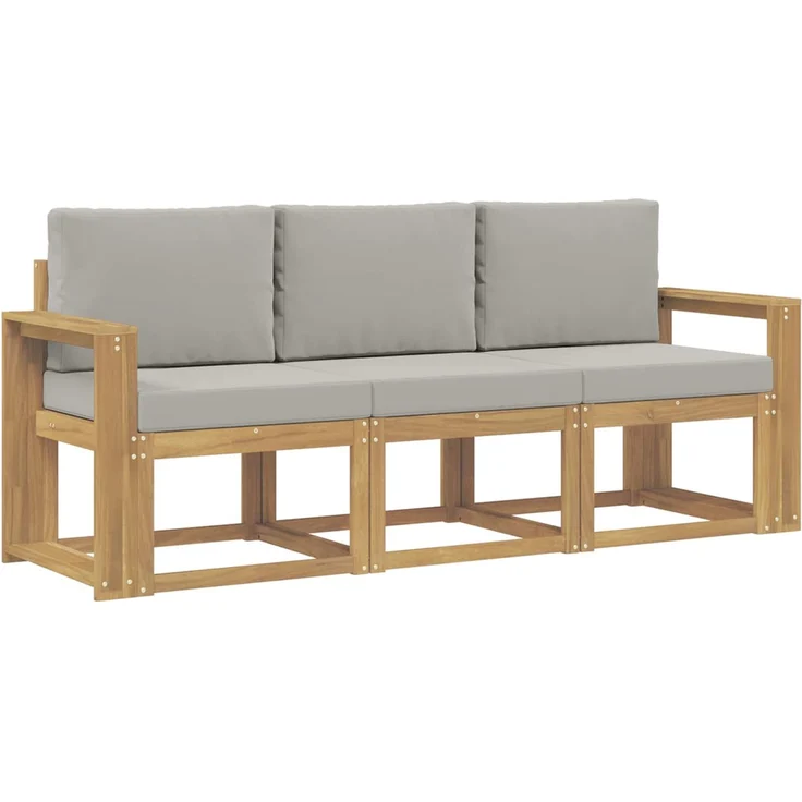 vidaXL Outdoor-Sofagarnitur 3 stk. Weiß und Hellgrau Polyester 3387180 – Bild 2
